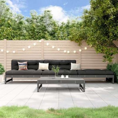 VIDAXL  salon de jardin 4 pcs gris bois massif de pin