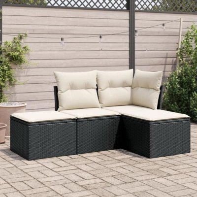 VIDAXL  Salon de jardin 4 pcs - Noir