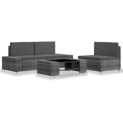 VIDAXL  salon de jardin 4 pcs r&eacute;sine tress&eacute;e gris 3054601