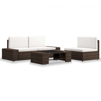 VIDAXL  salon de jardin 4 pcs r&eacute;sine tress&eacute;e marron 3054589