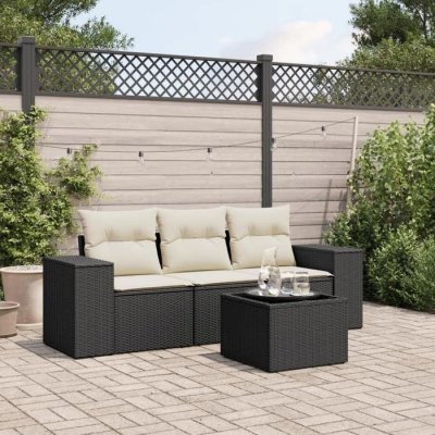 VIDAXL  Salon de jardin 4 pcs - R&eacute;sine tress&eacute;e noir