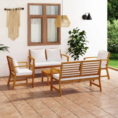 VIDAXL  salon de jardin 5 pcs avec coussin bois d'acacia solide 3057786