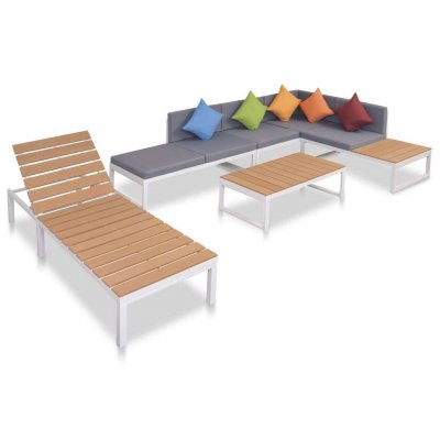 VIDAXL  salon de jardin 5 pcs avec coussins aluminium et wpc 42870