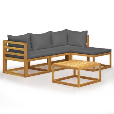 VIDAXL  salon de jardin 5 pcs avec coussins bois d'acacia solide 45914
