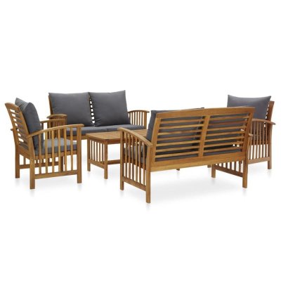 VIDAXL  - Salon de jardin 5 pcs avec coussins Bois d'acacia solide Grey