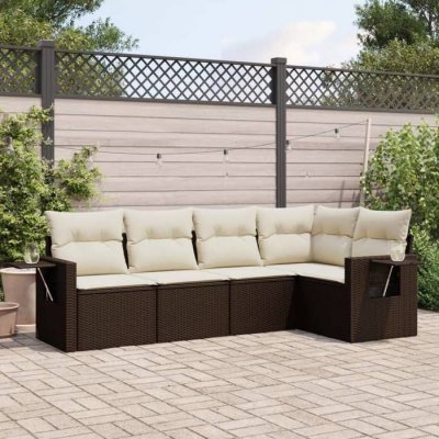 VIDAXL  Salon de jardin 5 pcs avec coussins marron