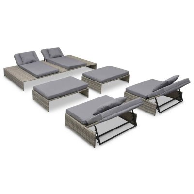 VIDAXL  salon de jardin 5 pcs avec coussins r&eacute;sine tress&eacute;e gris 42889