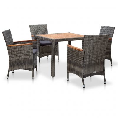 VIDAXL  salon de jardin 5 pcs avec coussins r&eacute;sine tress&eacute;e gris 46085
