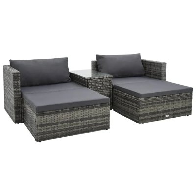 VIDAXL  - Salon de jardin 5 pcs avec coussins R&eacute;sine tress&eacute;e Gris Gris