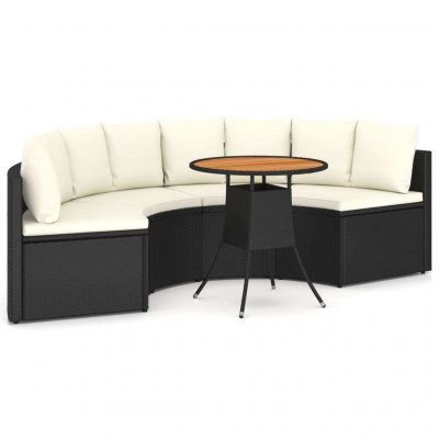 VIDAXL  salon de jardin 5 pcs avec coussins r&eacute;sine tress&eacute;e noir