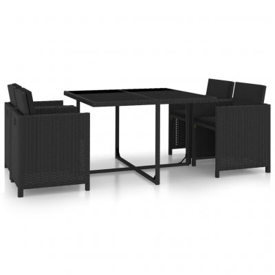 VIDAXL  salon de jardin 5 pcs avec coussins r&eacute;sine tress&eacute;e noir 46384