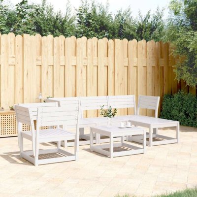 VIDAXL  salon de jardin 5 pcs blanc bois massif de pin
