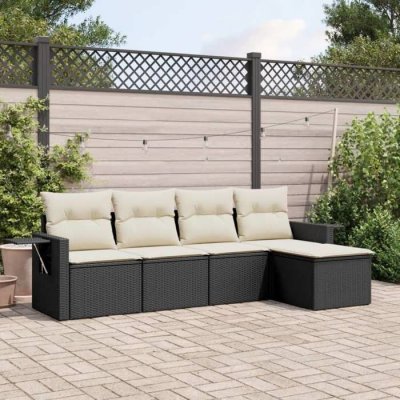 VIDAXL  Salon de jardin 5 pcs - Noir R&eacute;sine Tress&eacute;e