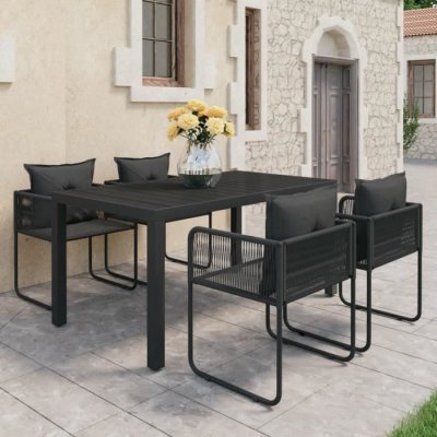 VIDAXL  salon de jardin 5 pcs pvc r&eacute;sine tress&eacute;e noir 3060102