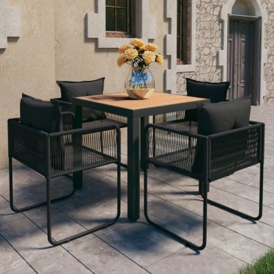 VIDAXL  salon de jardin 5 pcs pvc r&eacute;sine tress&eacute;e noir et marron 3060107