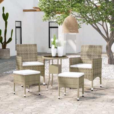 VIDAXL  salon de jardin 5 pcs r&eacute;sine tress&eacute;e beige
