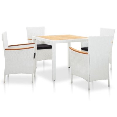 VIDAXL  salon de jardin 5 pcs r&eacute;sine tress&eacute;e blanc 45982
