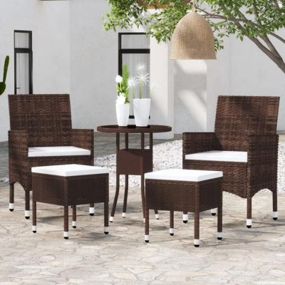 VIDAXL  salon de jardin 5 pcs r&eacute;sine tress&eacute;e marron