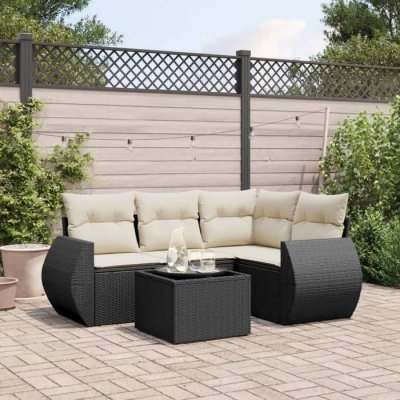 VIDAXL  Salon de jardin 5 pi&egrave;ces avec coussins noirs