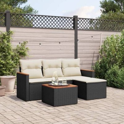 VIDAXL  Salon de jardin 5 pi&egrave;ces r&eacute;sine tress&eacute;e - Noir
