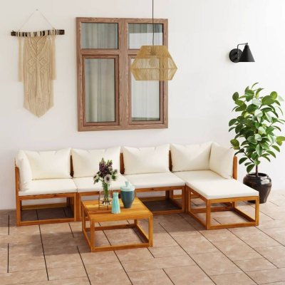 VIDAXL  salon de jardin 6 pcs avec coussin bois d'acacia solide