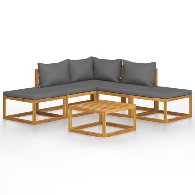 VIDAXL  salon de jardin 6 pcs avec coussins bois d'acacia solide 45913