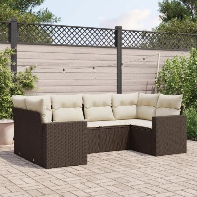 VIDAXL  Salon de jardin 6 pcs avec coussins marron