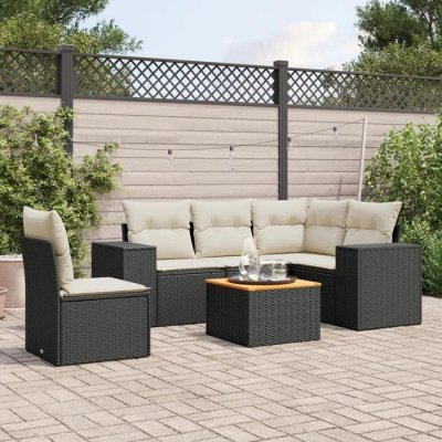 VIDAXL  Salon de jardin 6 pcs avec coussins - Noir