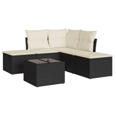 VIDAXL  Salon de jardin 6 pcs avec coussins noir r&eacute;sine tress&eacute;e 3249565