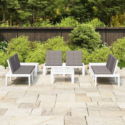 VIDAXL  salon de jardin 6 pcs avec coussins plastique blanc