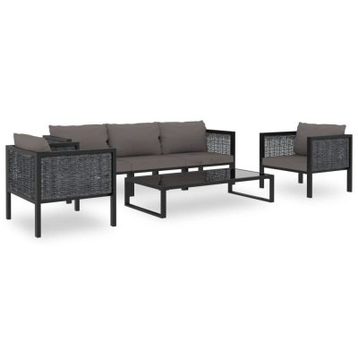 Vidaxl salon de jardin 6 pcs avec coussins r&eacute;sine tress&eacute;e anthracite 49407