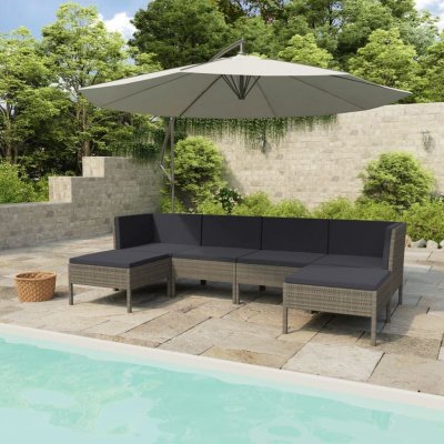 VIDAXL  salon de jardin 6 pcs avec coussins r&eacute;sine tress&eacute;e gris 3056964