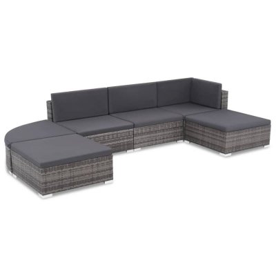 VIDAXL  salon de jardin 6 pcs avec coussins r&eacute;sine tress&eacute;e gris 44425
