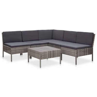VIDAXL  salon de jardin 6 pcs avec coussins r&eacute;sine tress&eacute;e gris 48938