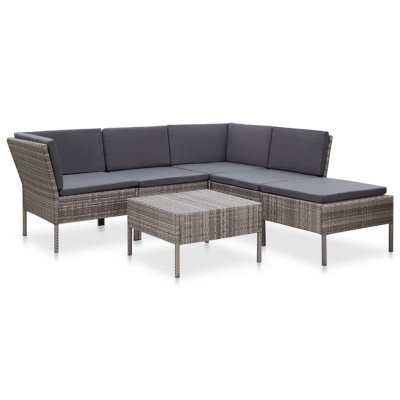 VIDAXL  salon de jardin 6 pcs avec coussins r&eacute;sine tress&eacute;e gris 48942