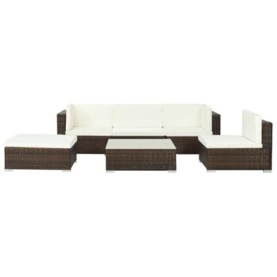 VIDAXL  salon de jardin 6 pcs avec coussins r&eacute;sine tress&eacute;e marron 44606