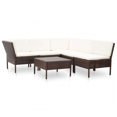 VIDAXL  salon de jardin 6 pcs avec coussins r&eacute;sine tress&eacute;e marron 48947