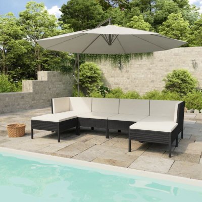 VIDAXL  salon de jardin 6 pcs avec coussins r&eacute;sine tress&eacute;e noir 3056962