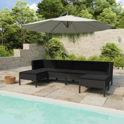  Vidaxl salon de jardin 6 pcs avec coussins r&eacute;sine tress&eacute;e noir 3056963