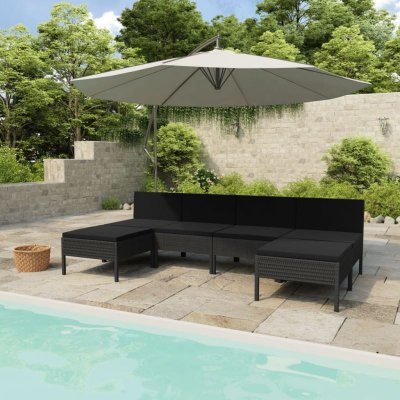  Vidaxl salon de jardin 6 pcs avec coussins r&eacute;sine tress&eacute;e noir 3056987