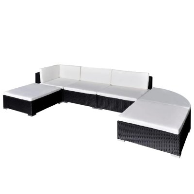 VIDAXL  salon de jardin 6 pcs avec coussins r&eacute;sine tress&eacute;e noir 41273