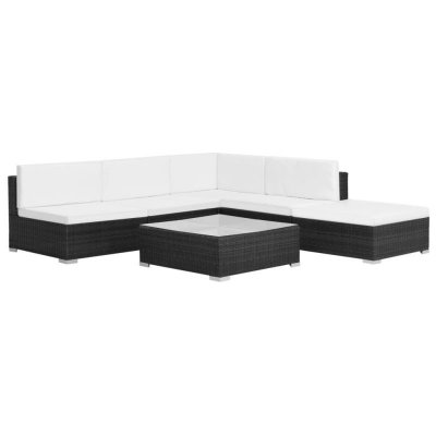 VIDAXL  salon de jardin 6 pcs avec coussins r&eacute;sine tress&eacute;e noir 44602