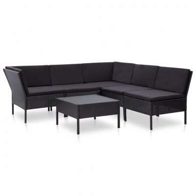 VIDAXL  salon de jardin 6 pcs avec coussins r&eacute;sine tress&eacute;e noir 48949