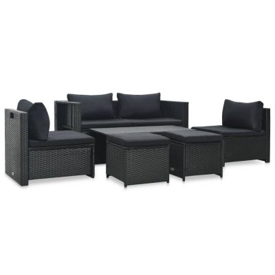 VIDAXL  - Salon de jardin 6 pcs avec coussins R&eacute;sine tress&eacute;e Noir Noir