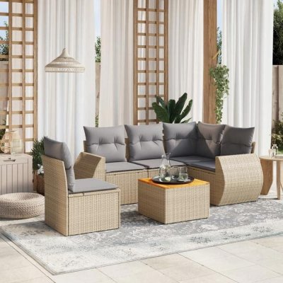 VIDAXL  Salon de jardin 6 pcs - Beige R&eacute;sine Tress&eacute;e