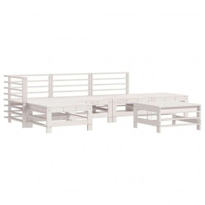 VIDAXL  salon de jardin 6 pcs blanc bois de pin massif