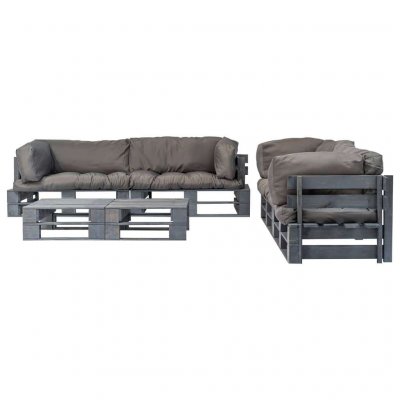 VIDAXL  salon de jardin 6 pcs palettes avec coussins gris bois 275330