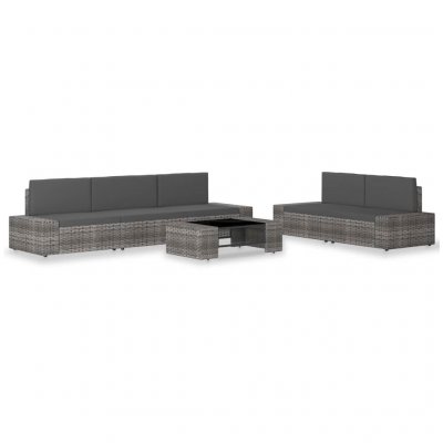 VIDAXL  salon de jardin 6 pcs r&eacute;sine tress&eacute;e gris 3054600