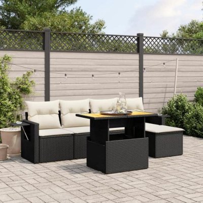 VIDAXL  Salon de jardin 6 pcs - R&eacute;sine tress&eacute;e noir
