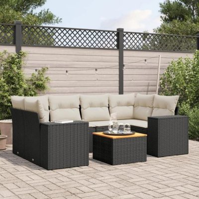 VIDAXL  Salon de Jardin 7 pcs avec Coussins - Noir